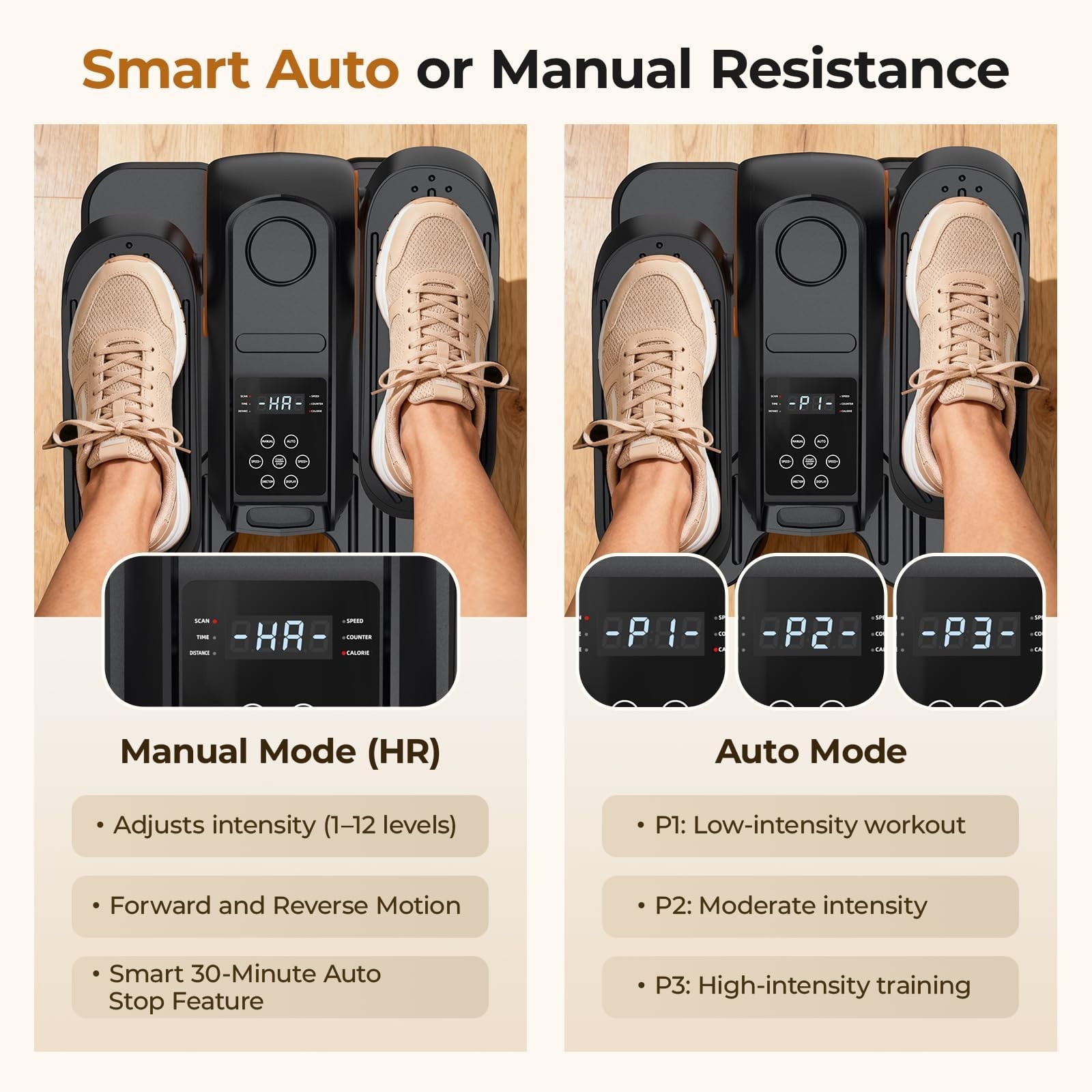 HTM Under Desk Elliptical Machine - Electric Elliptical Exerciser for Seniors...