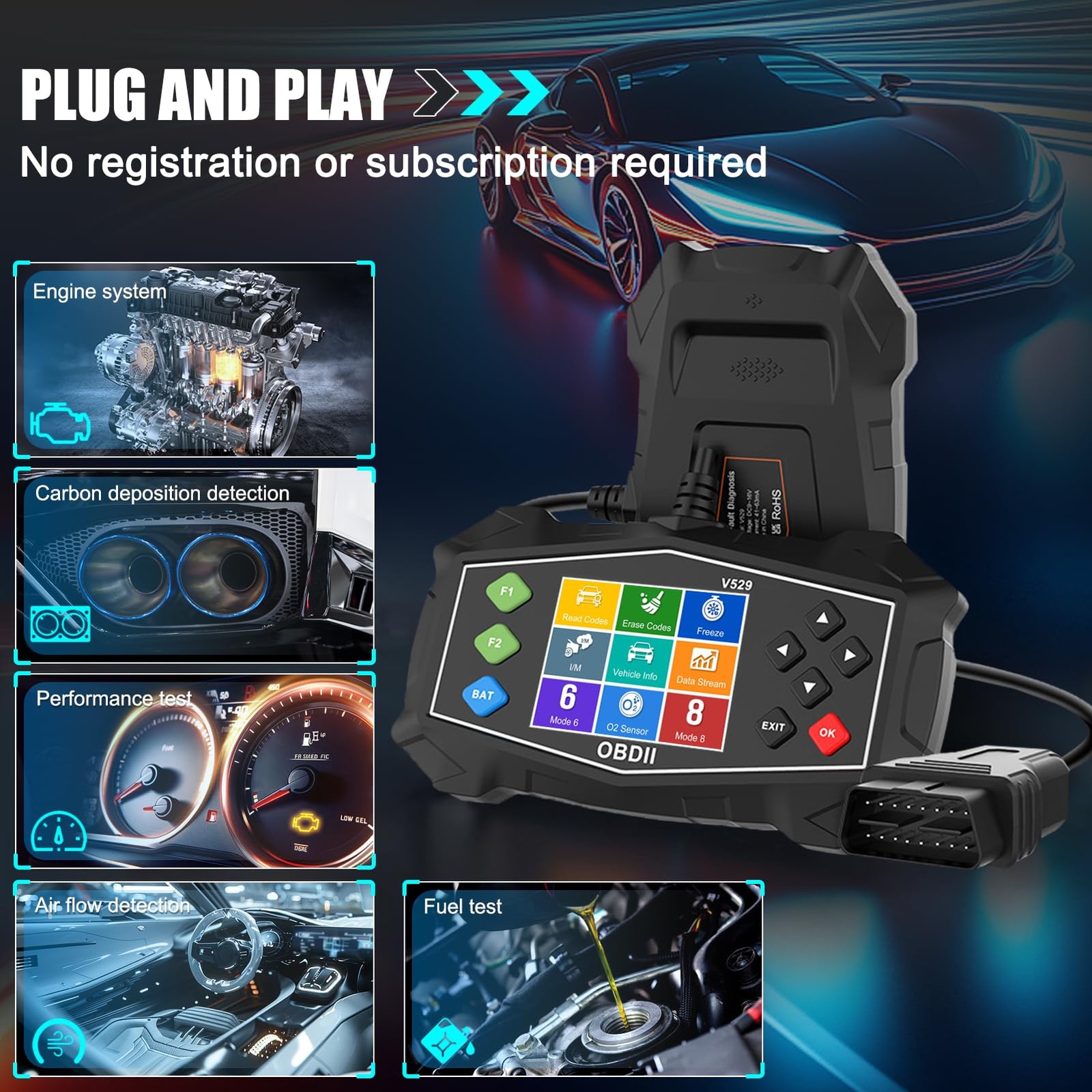 VECOONEEN OBD2 Scanner Diagnostic Code Reader,Automotive 1Pack, OBDIIBlack