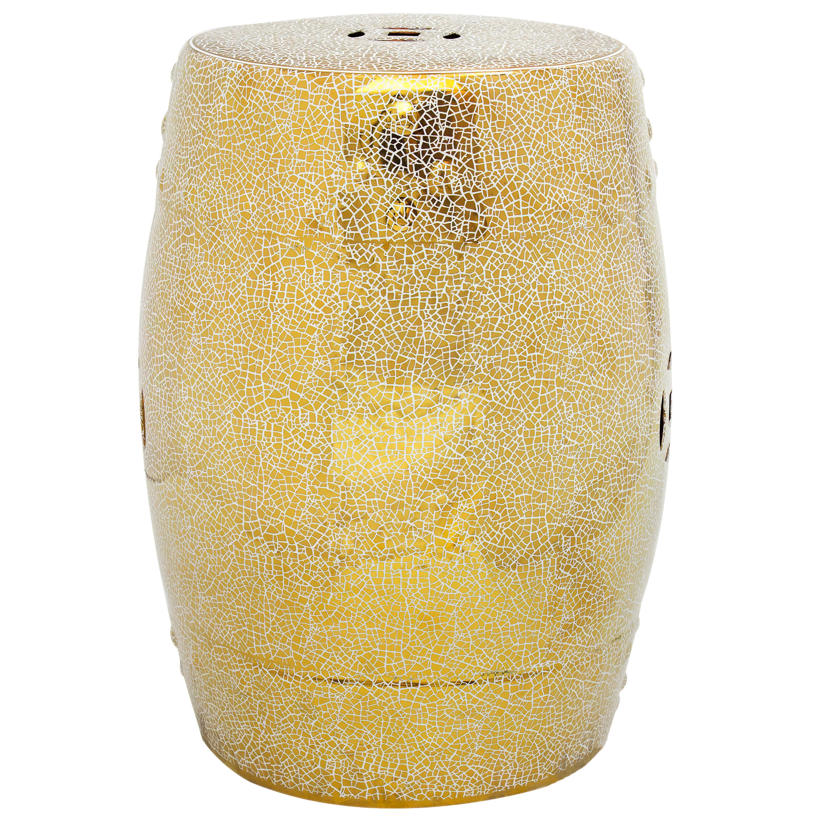 18" Gold Crackle Garden Stool