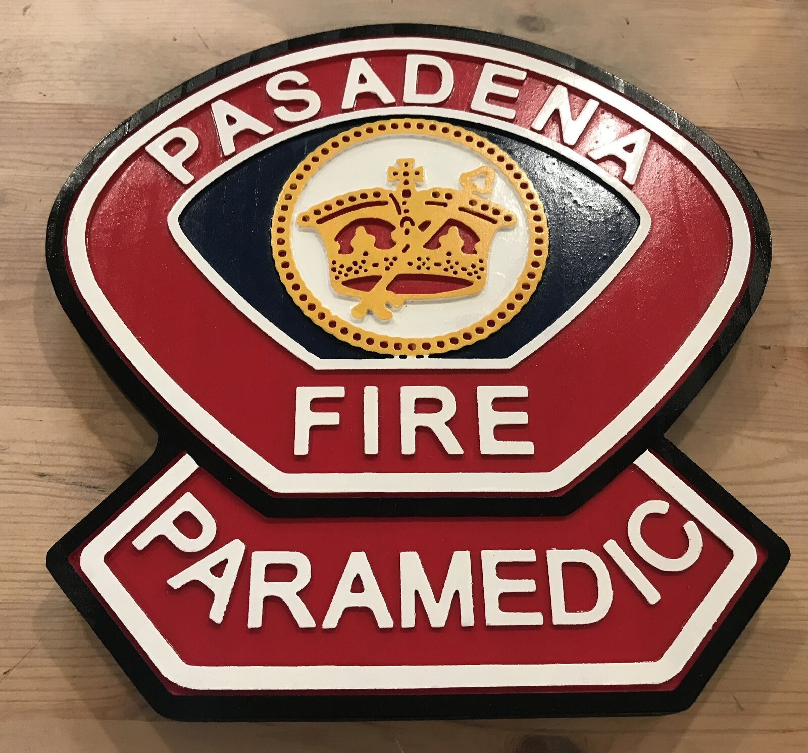 Fire Department Pasadena 3D routed wood patch plaque sign Custom