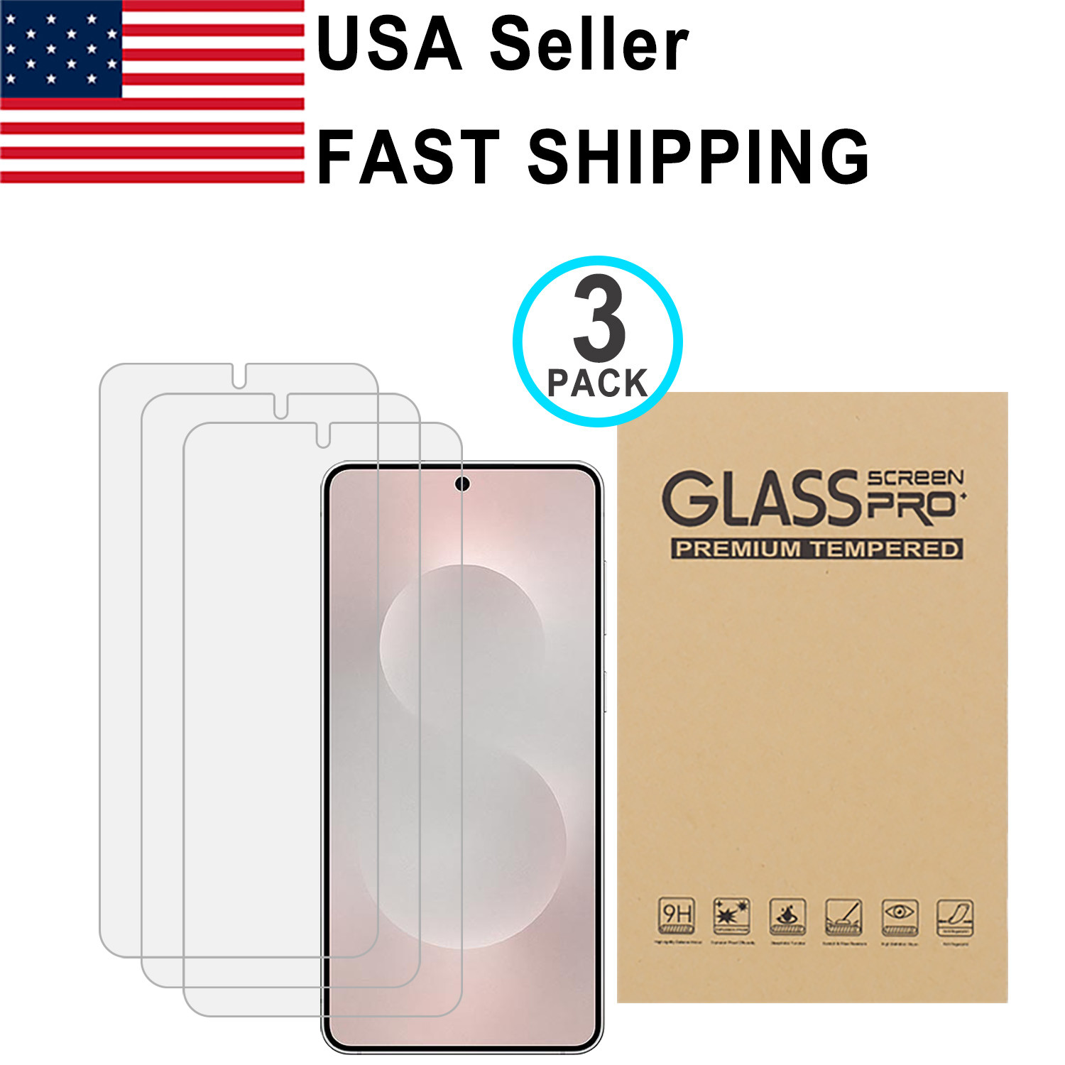 3PACK Tempered Glass Screen Protector For Samsung S25 S26 Plus Ultra Edge Note20