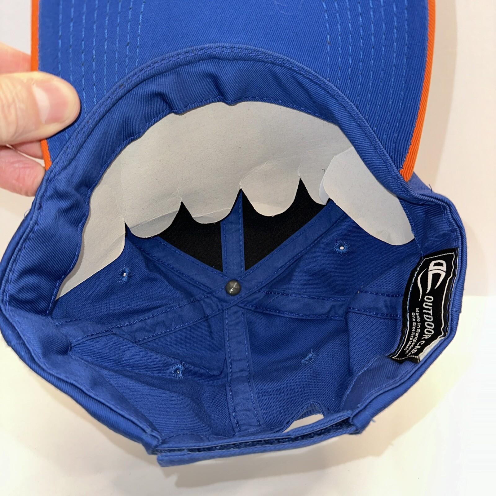 Scholastic Clay Target Program Hat Cap Orange Bill Royal Blue Hook Loop EUC
