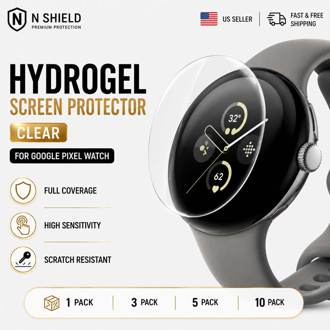 Google Pixel Watch 1 2 3 4 Screen Protector Hydrogel 41mm 45mm HD Self Healing