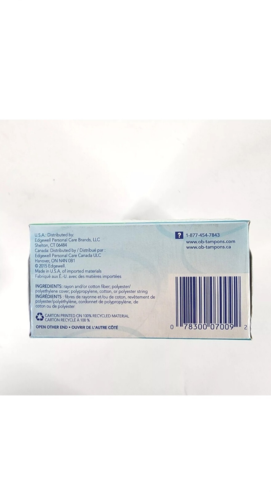 O.B. Fluid-Lock No Applicator Tampons Super 40 Ct Sealed