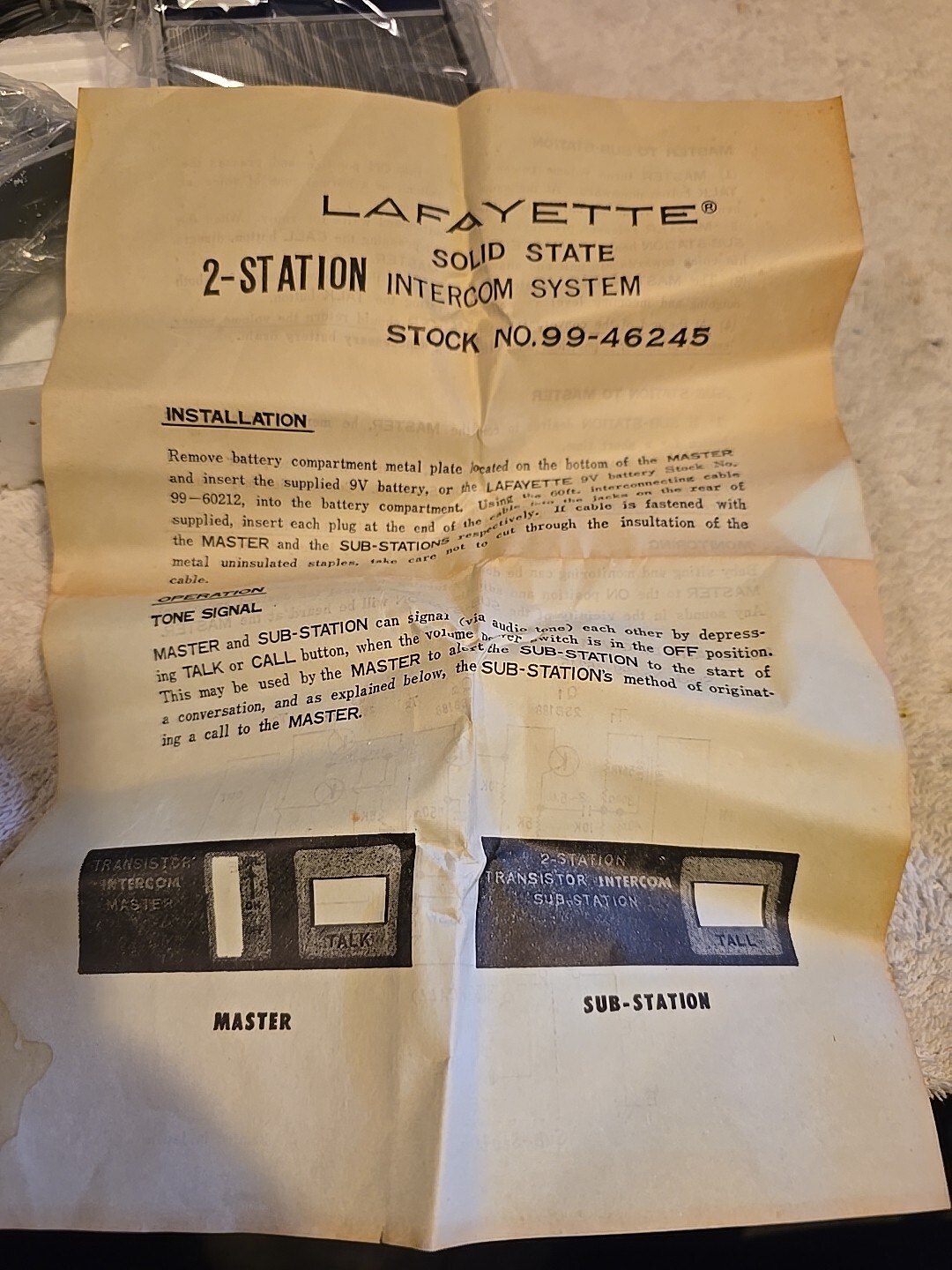 Vintage Lafayette LRE 2 Station Solid State Intercom Model 99-46245