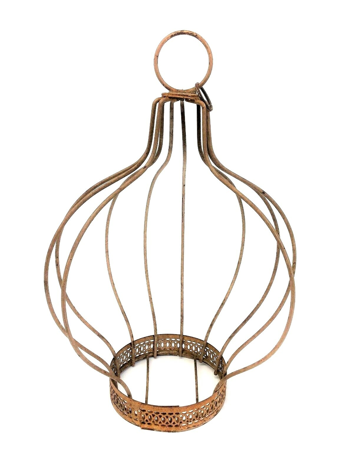 Unusual Caged Hanging Planter Hanger Cage Rustic Used Decorative