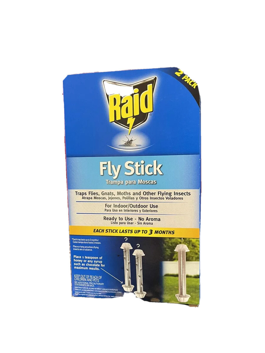 Raid 2PKFSTIK-RAID Pack Of 2 Jumbo Fly Sticks New Sealed Free Shipping