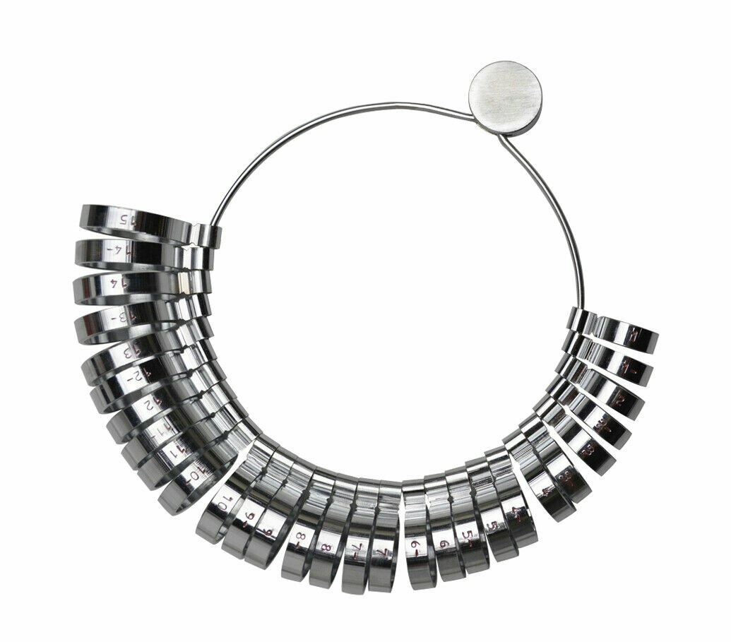 Wide Ring Sizer Metal Gauge Set Sizes Half Sizes 1-15 Jewelry Measuring Tool