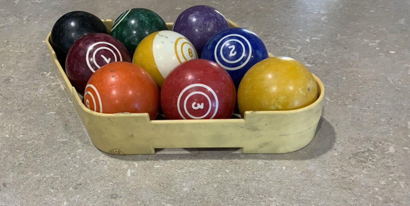 Vintage Double Circle 9 Ball Billard Balls
