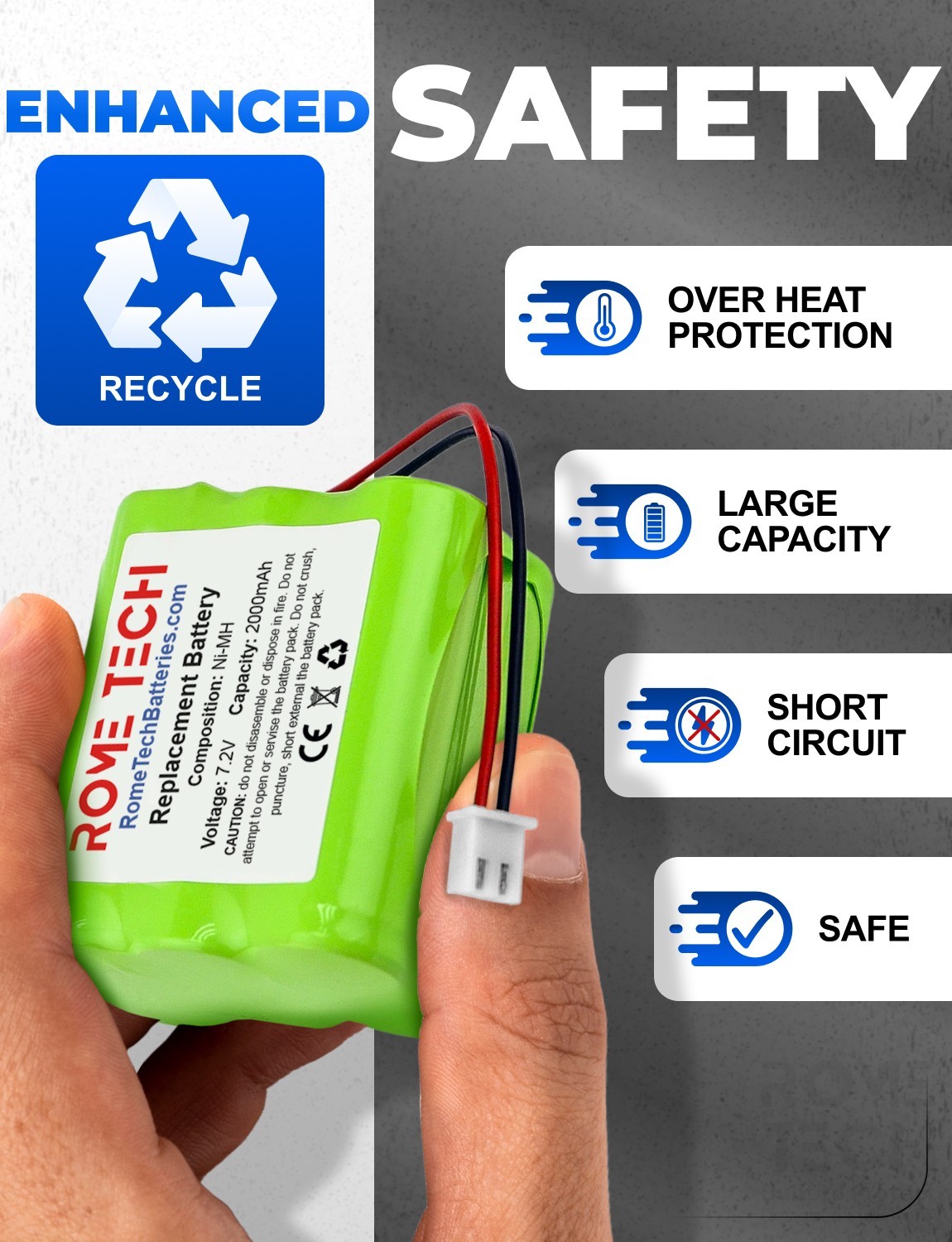 Battery Replace for 2GIG Alarm System Panel 2GIG Go Control Panels 2000 mAh