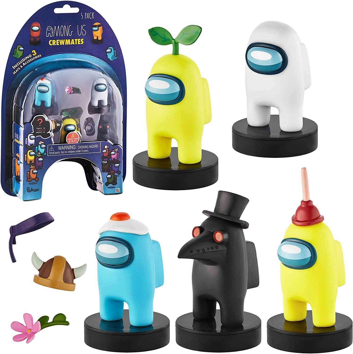 Among Us Crewmates Stampers 5pk Cyan White Yellow Black Plague Dr Game Figure
