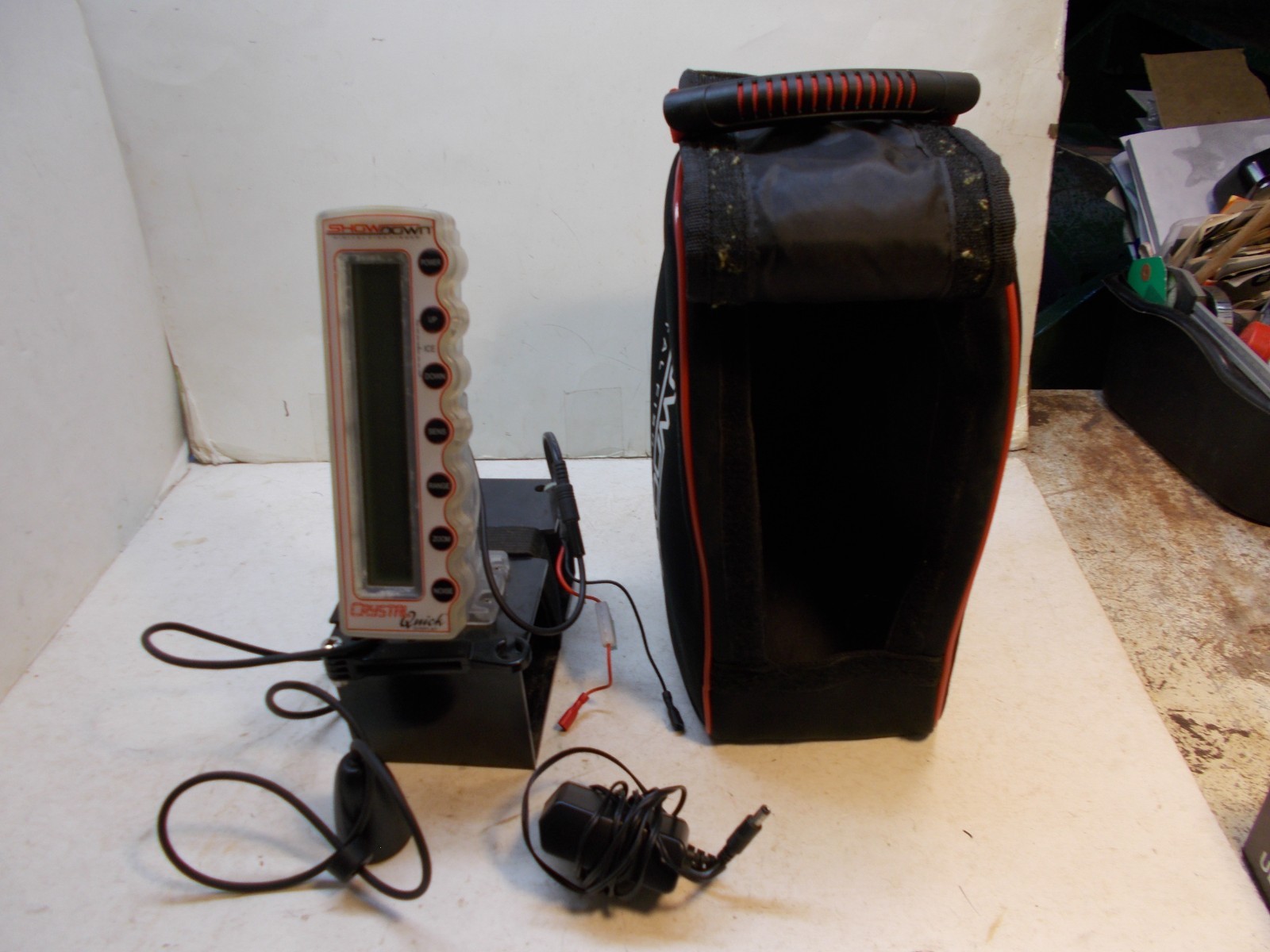 marcum show down digital fish finder with charger + case