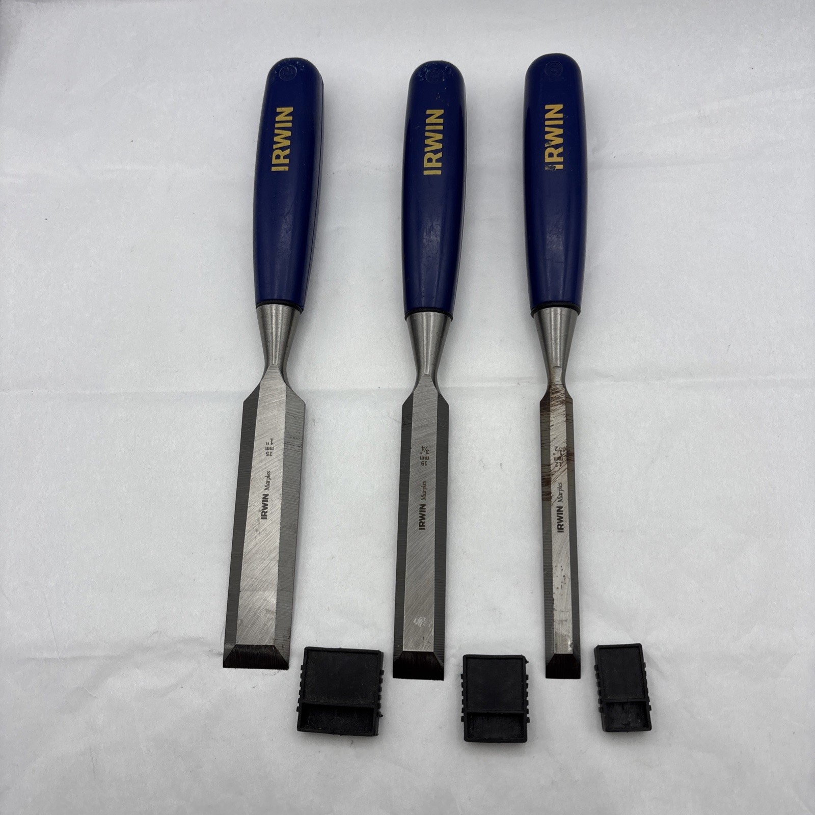 Lot of 3 Irwin Marples Chisels 12mm-1/4", 19mm-3/4" & 25mm-1"