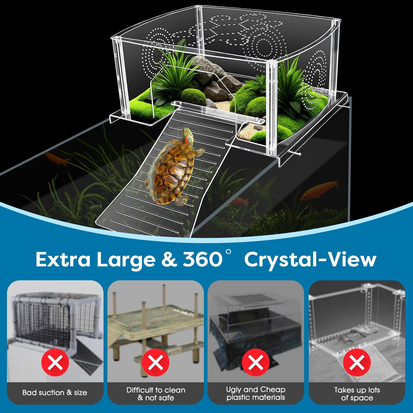 Extra Large Turtle Topper Basking Platform for Aquatic Turtles 40B/75G, Above