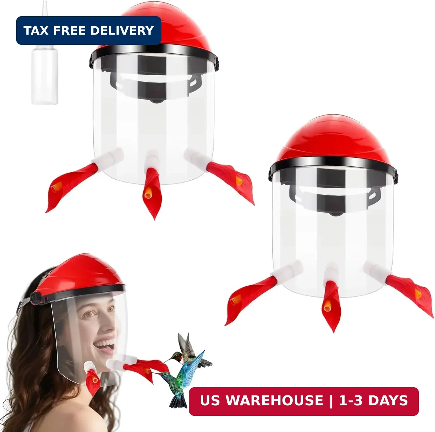 2PACK Humviewer Hummingbird Feeder Mask, Outdoors Wild Humming Bird Feeder Hat w