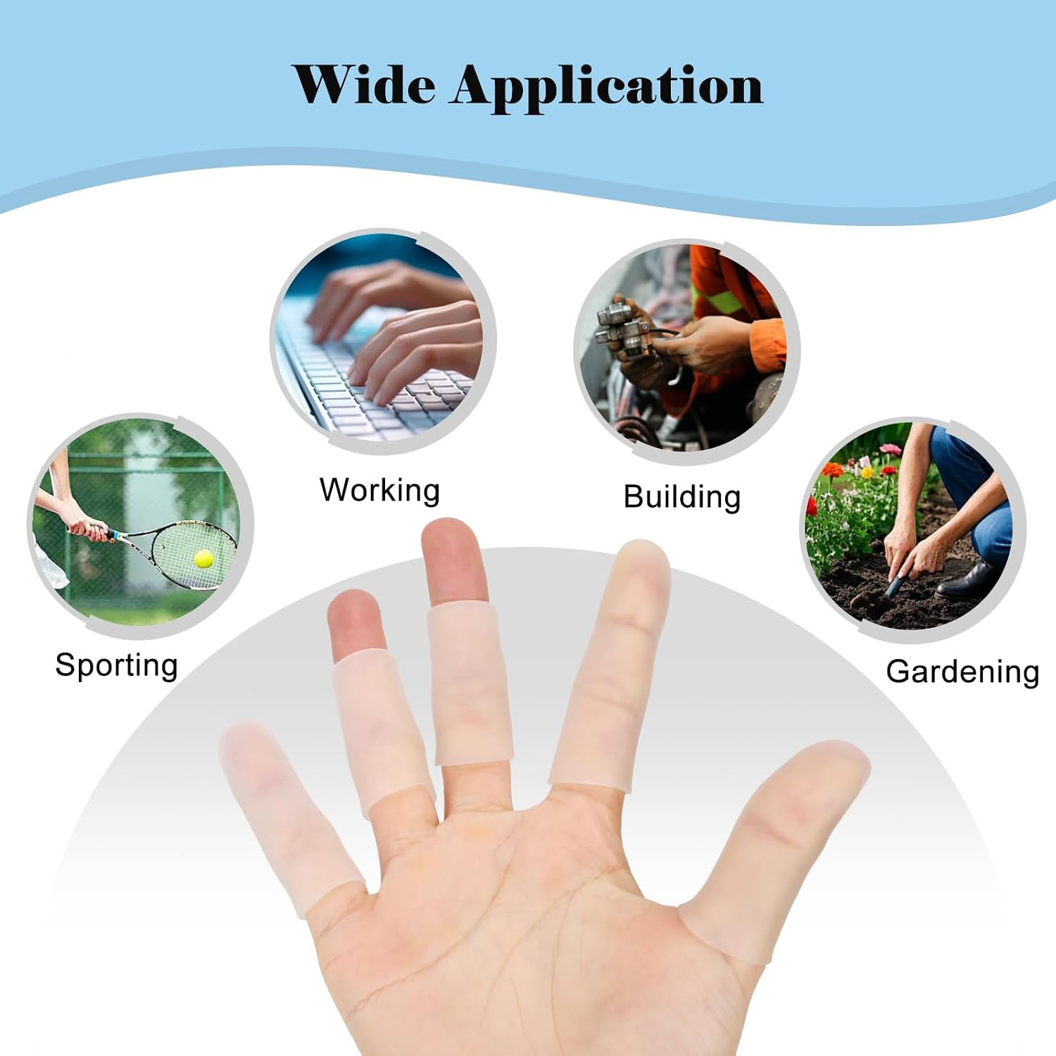 20 Pcs Gel Finger Cots, Hand Protectors, Silicone Digit Cot Pads for Hand Ecz...