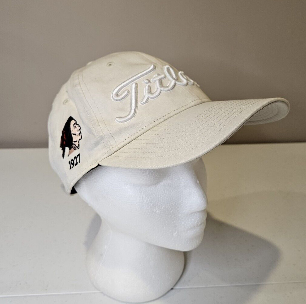 TITLEIST Golf Embroidered Tan Strap Back Adjustable Hat Cap Native American