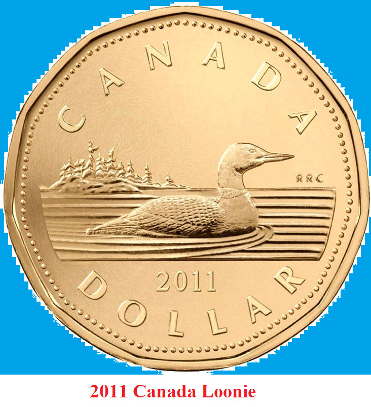 2011 Canada Regular Loonie One Dollar Coin. Mint UNC. $1 Loon