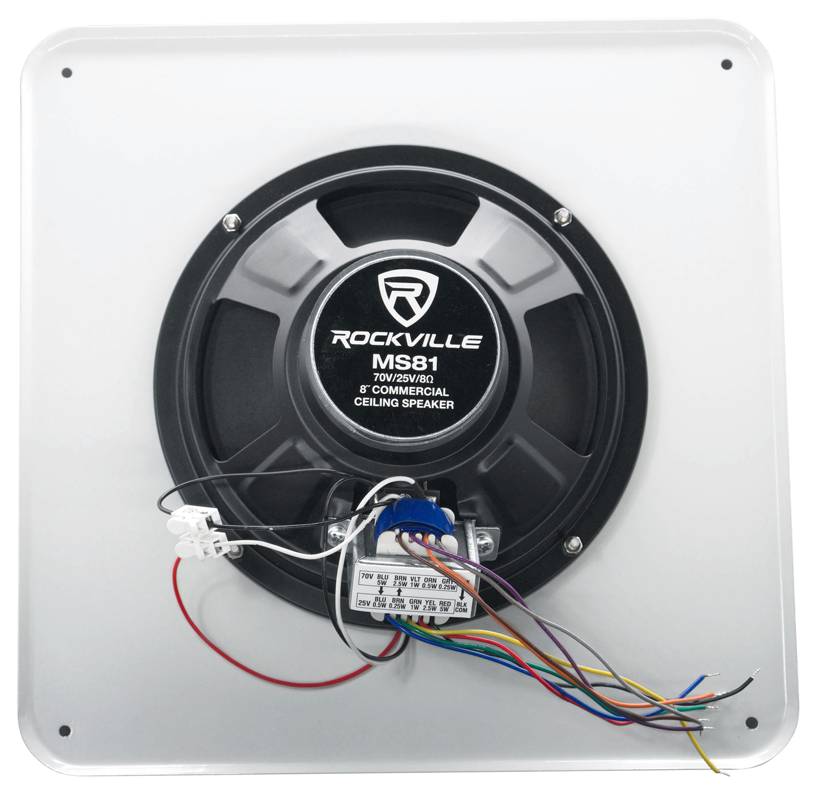 (2) Rockville MS81 Metal 8" 70v Commercial Background Music PA Ceiling Speakers