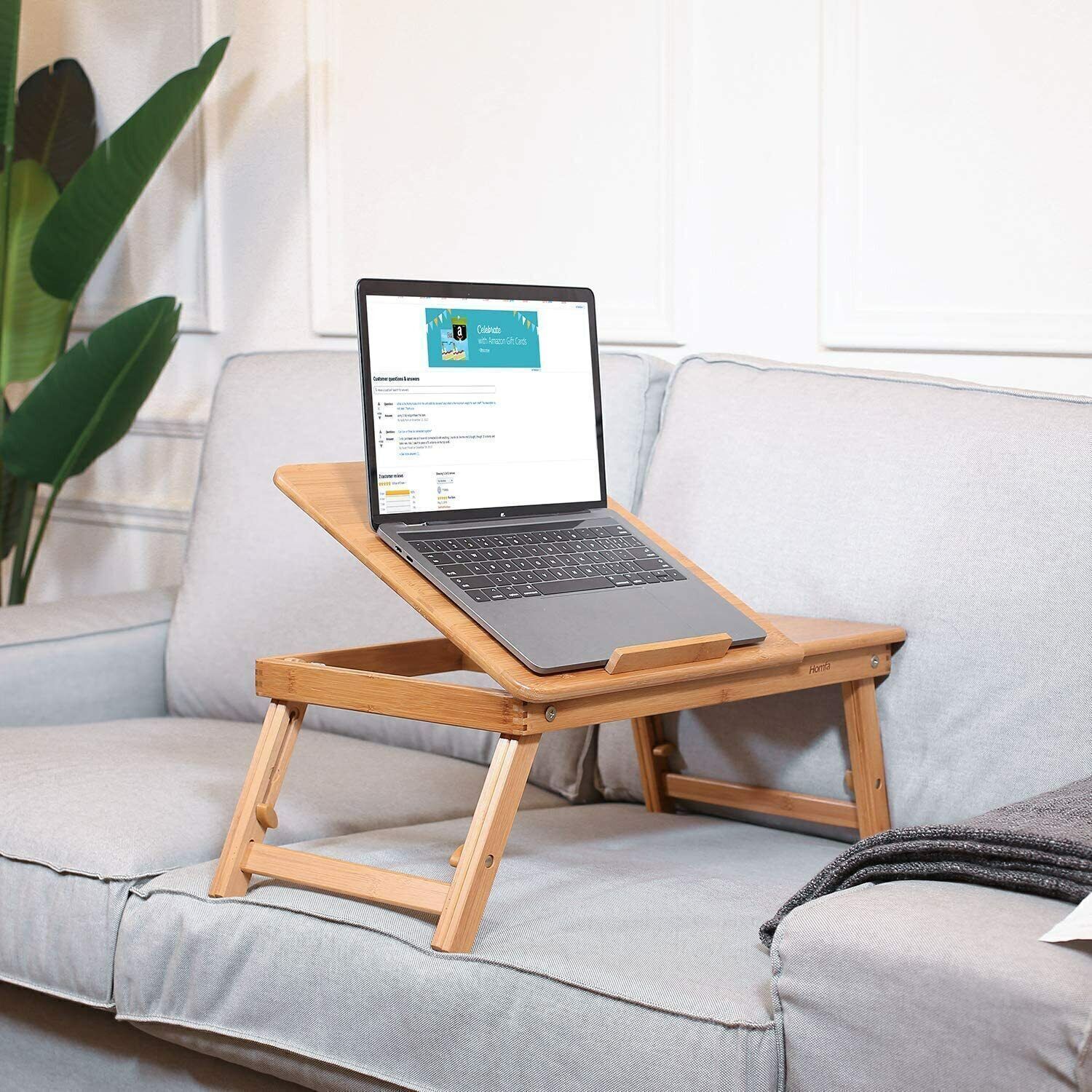 Adjustable Bamboo Laptop Folding Lap Desk Notebook Bed Tray Table Portable Stand