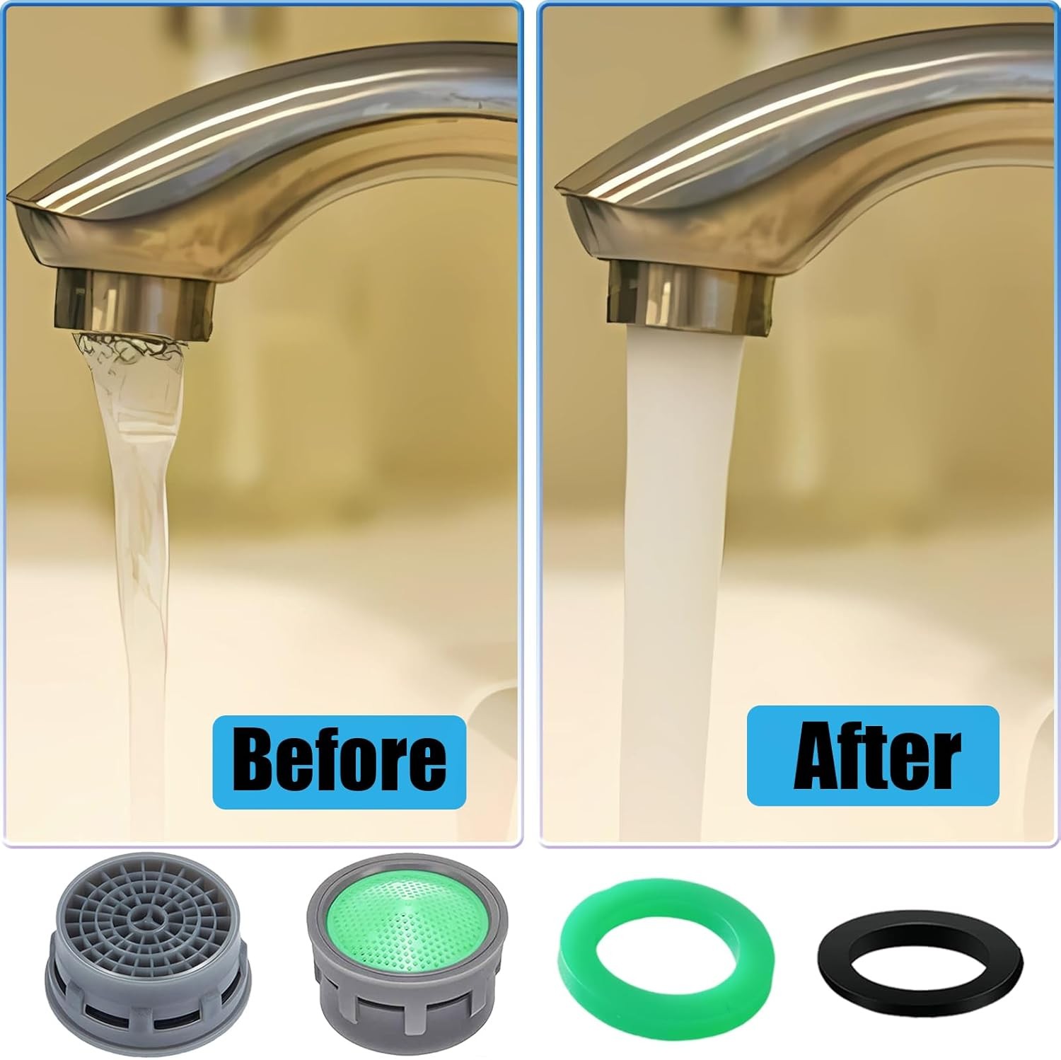 Faucet Aerator, 1.5 GPM Flow Restrictor Insert, Faucet Aerator Replacement Part