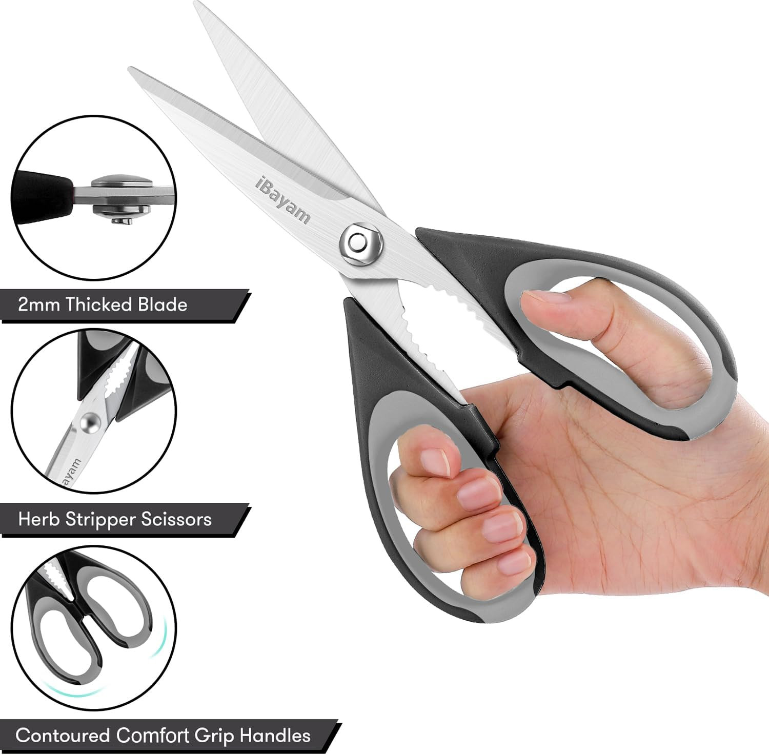 Kitchen Gadgets Utensils Set for Home, 8.5" Kitchen Scissors with Sheath, Black