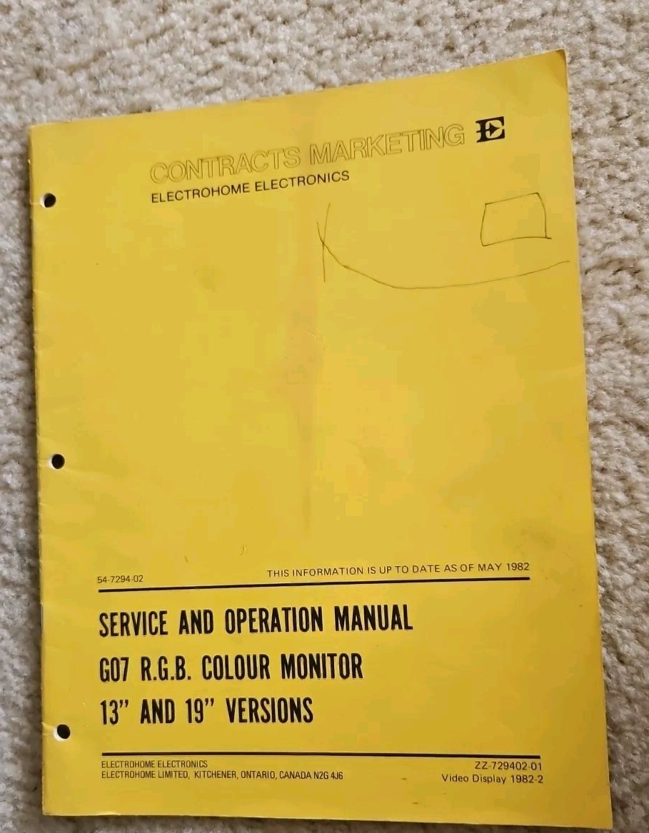 Electrohome Electronics Service  Operation Manual GO7 RGB Colour Monitor 13" 19"
