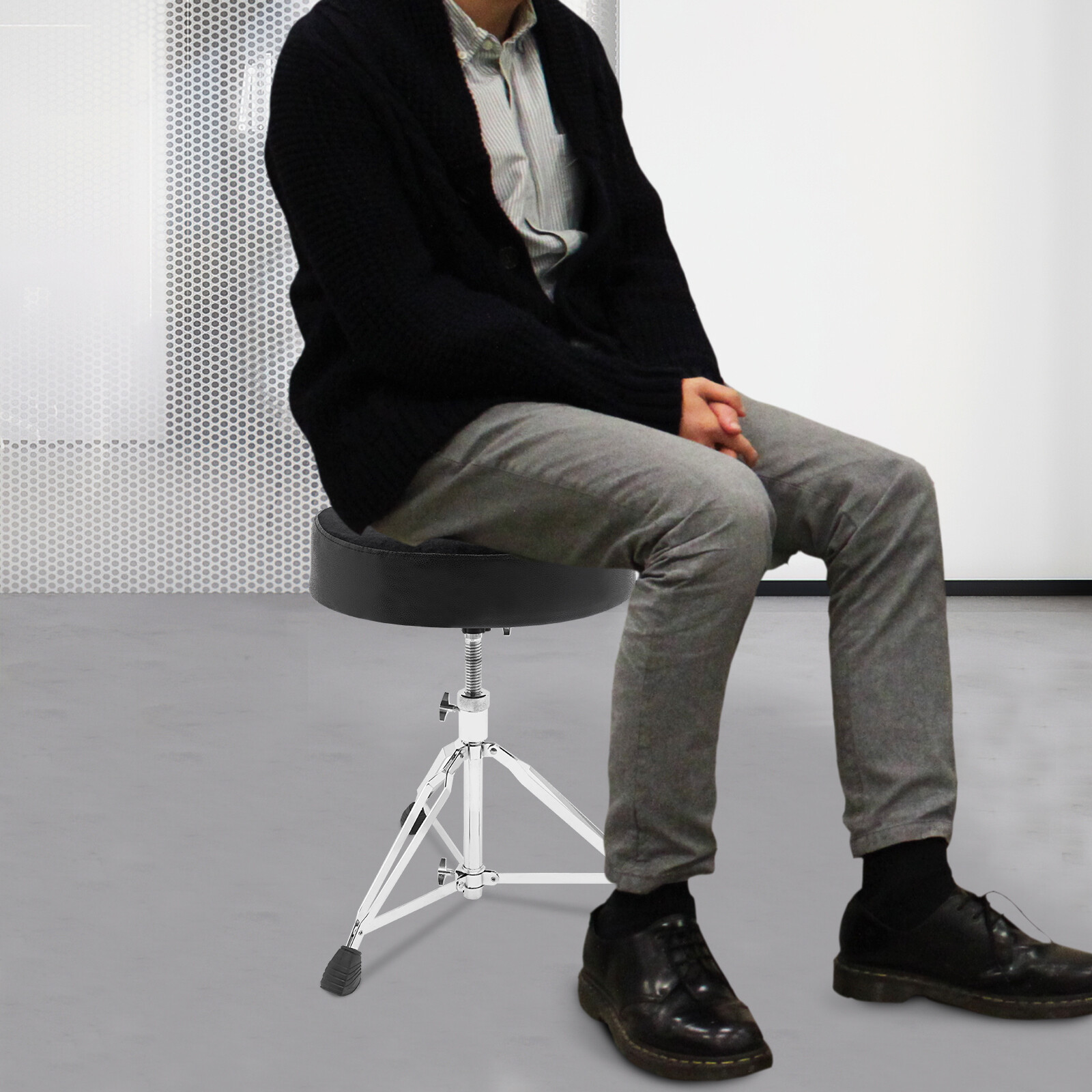 Adjustable Foldable Drum Stool with Thick Padded Seat for Comfort