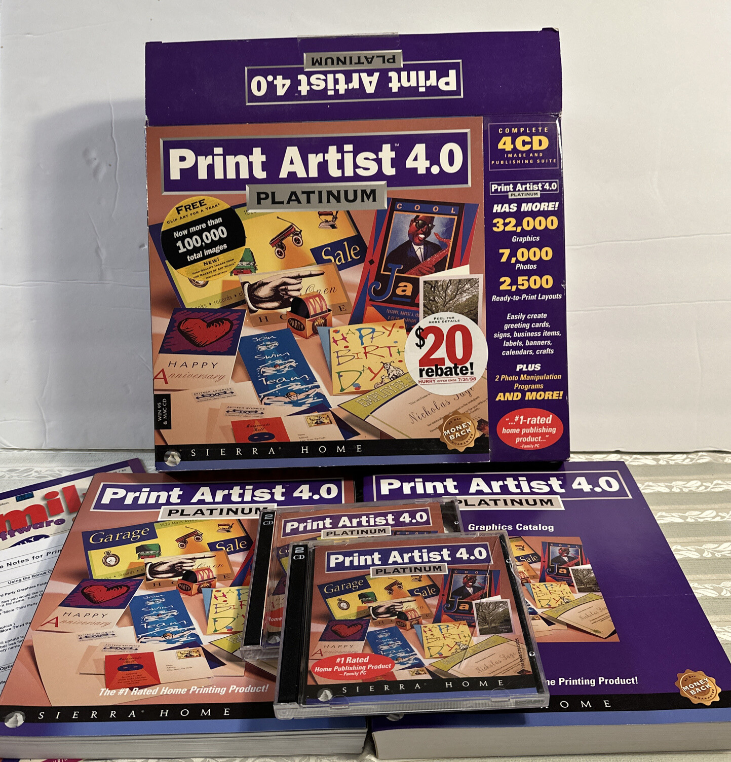 Sierra Home Print Artist Classic 4.0 Windows 95 & Mac CD-Rom So Many Graphics