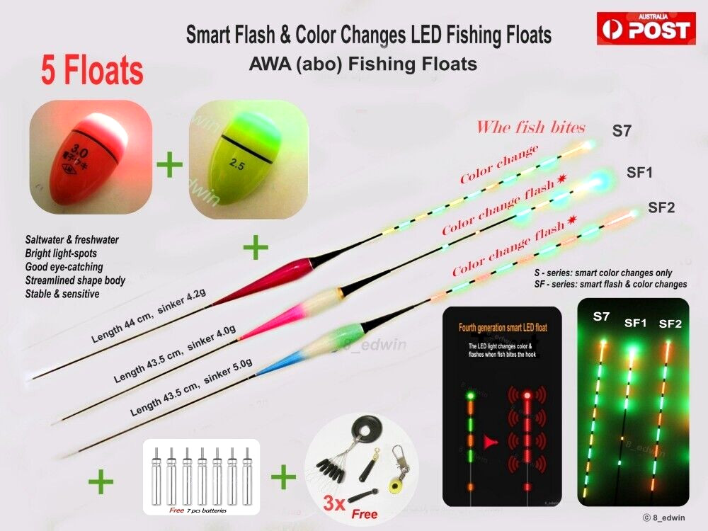 Sets of 5 Electric LED Luminous Saltwater Freshwater Fishing Floats