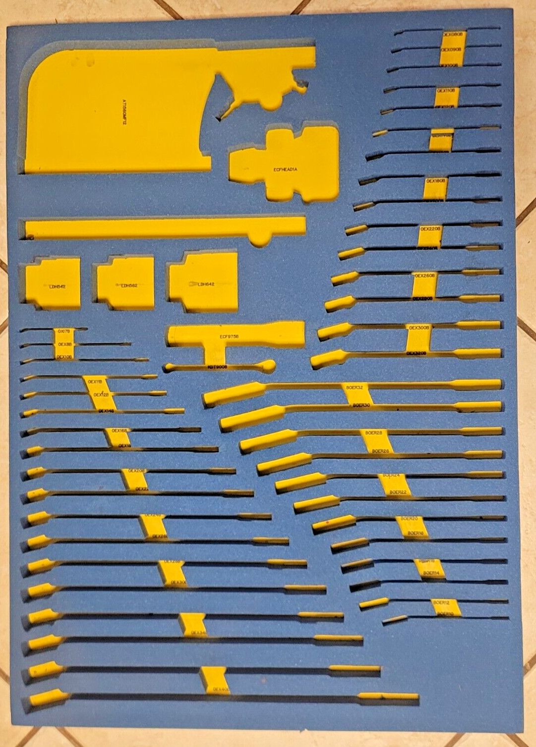 Snap-On FOAM Yellow Gray Toolbox Drawer Tools Toolbox Organizer 30.5" X 22" Rare