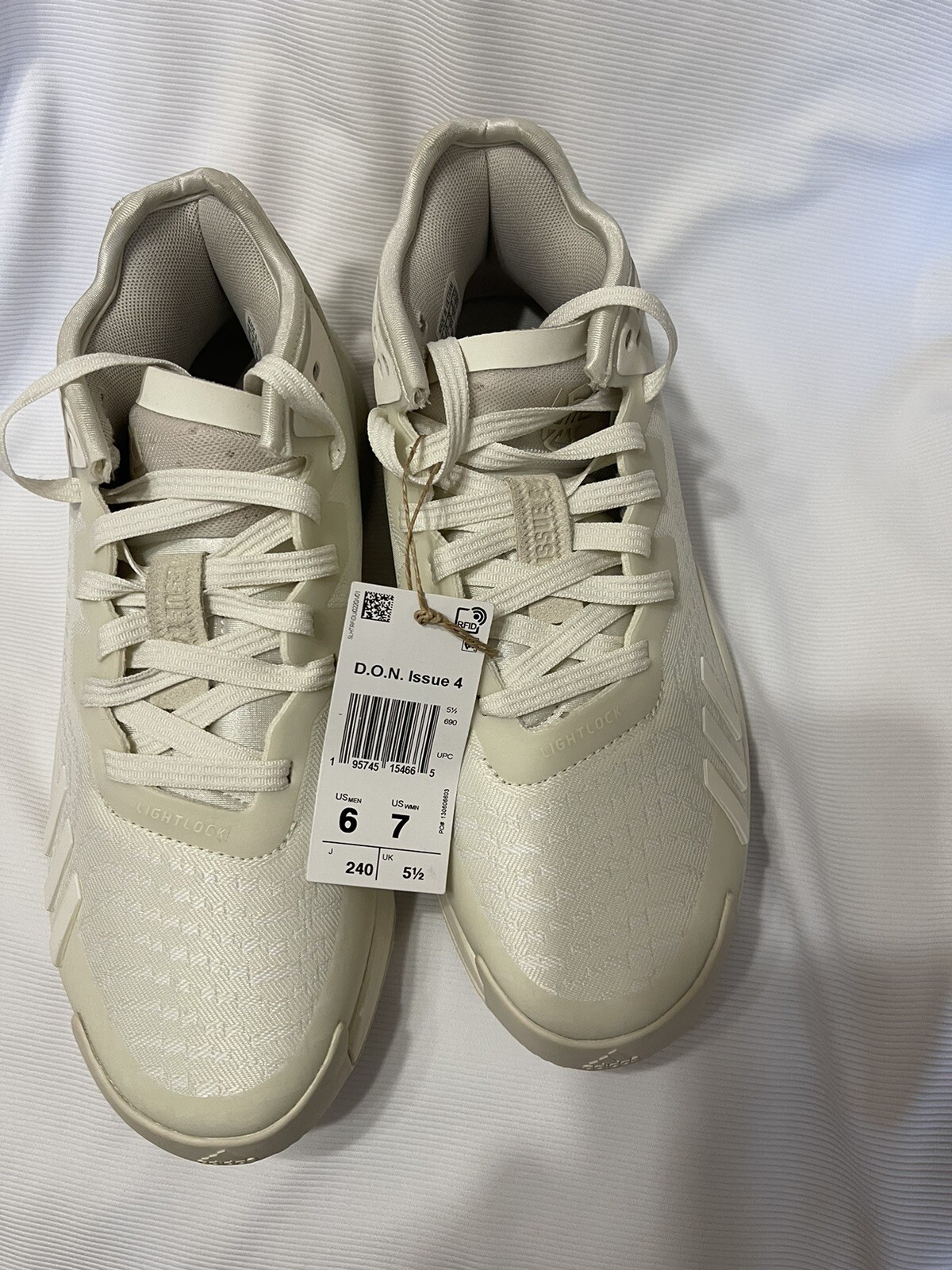 adidas Unisex D.O.N. Issue 4 Basketball Shoe, White/White/Brown, 6 Mens 7 Womens