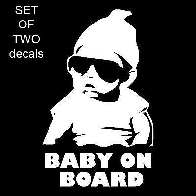 2X  BABY ON BOARD CARLOS FUNNY HANGOVER CAR TRUCK WINDOW STICKER VINYL DECAL