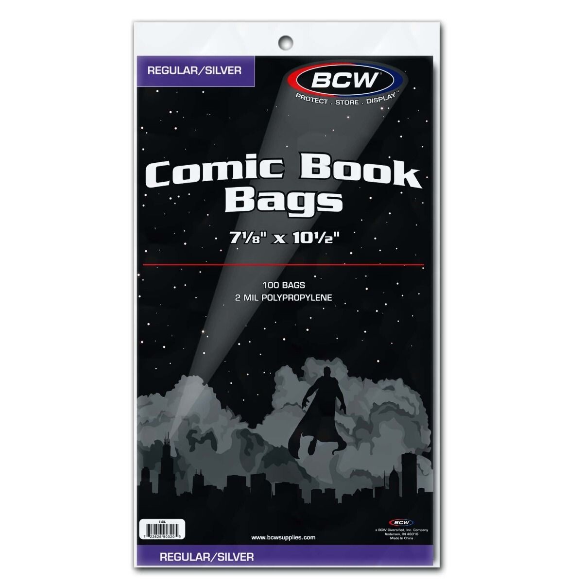 BCW Comic Book Bags (Silver/Regular) 100 pack 2 Mil Silver Age Comic Book Bag