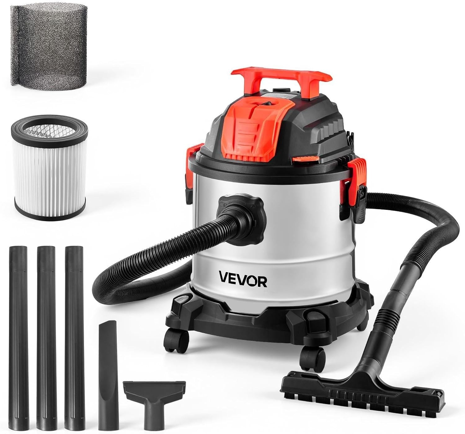 Stainless Steel Shop Vac Wet and Dry Vacuum 5.5 Gallon, Black & Yellow