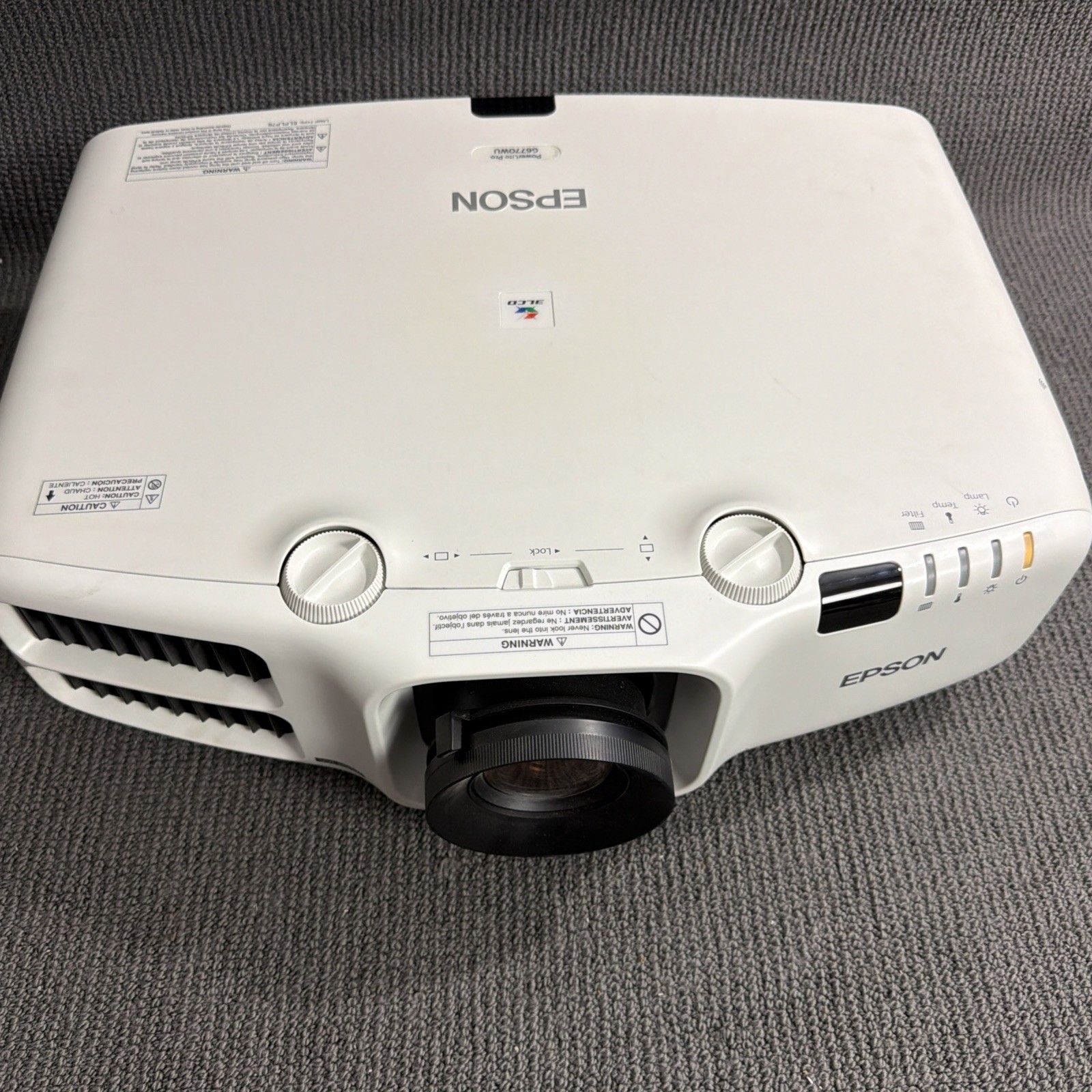Epson H699A PowerLite Pro G6770WU LCD Projector WUXGA 779 Lamp Hours. No Remote