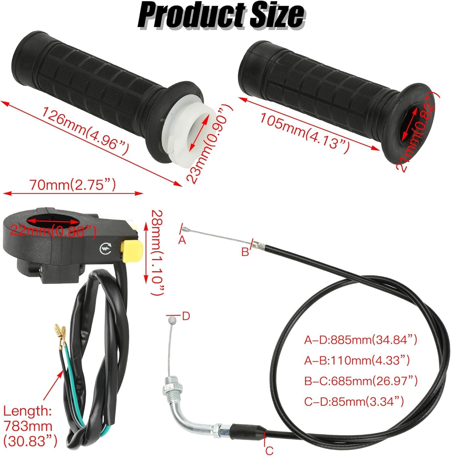 Throttle Cable Twist Throttle Handle Grip Assembly for 2 Stroke Engine 80cc 1...