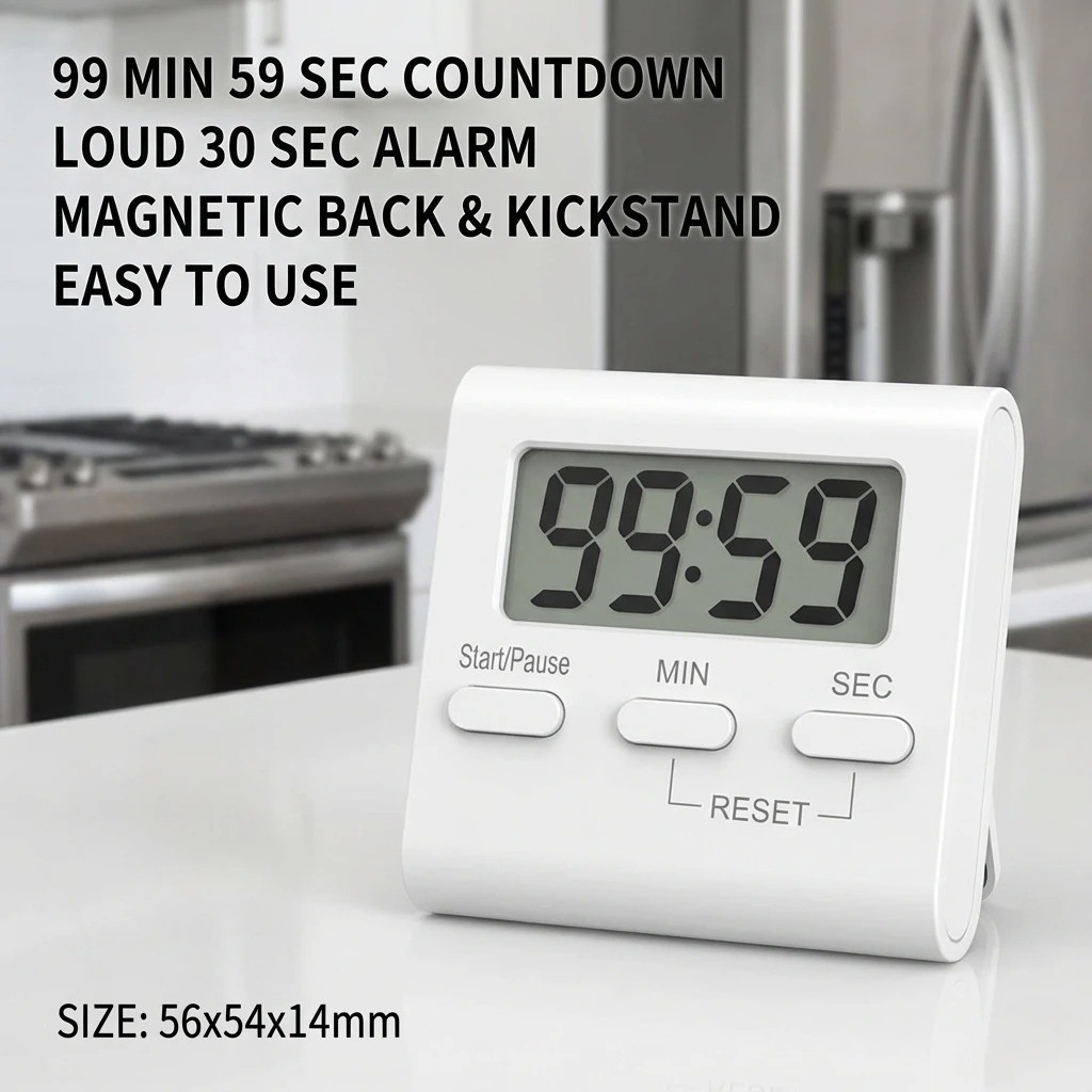 Large LCD Digital Kitchen Cooking Timer Count Down Up Clock Loud Alarm Magnetic