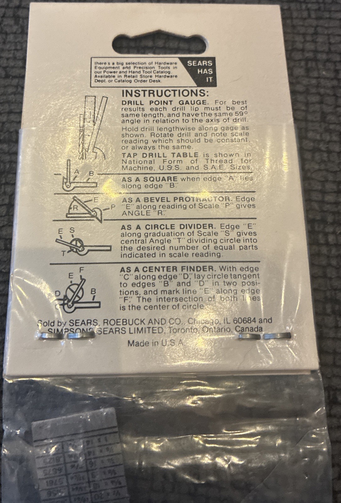 Craftsman 9-4026 Machinist Protractor Square W/packaging Ripped