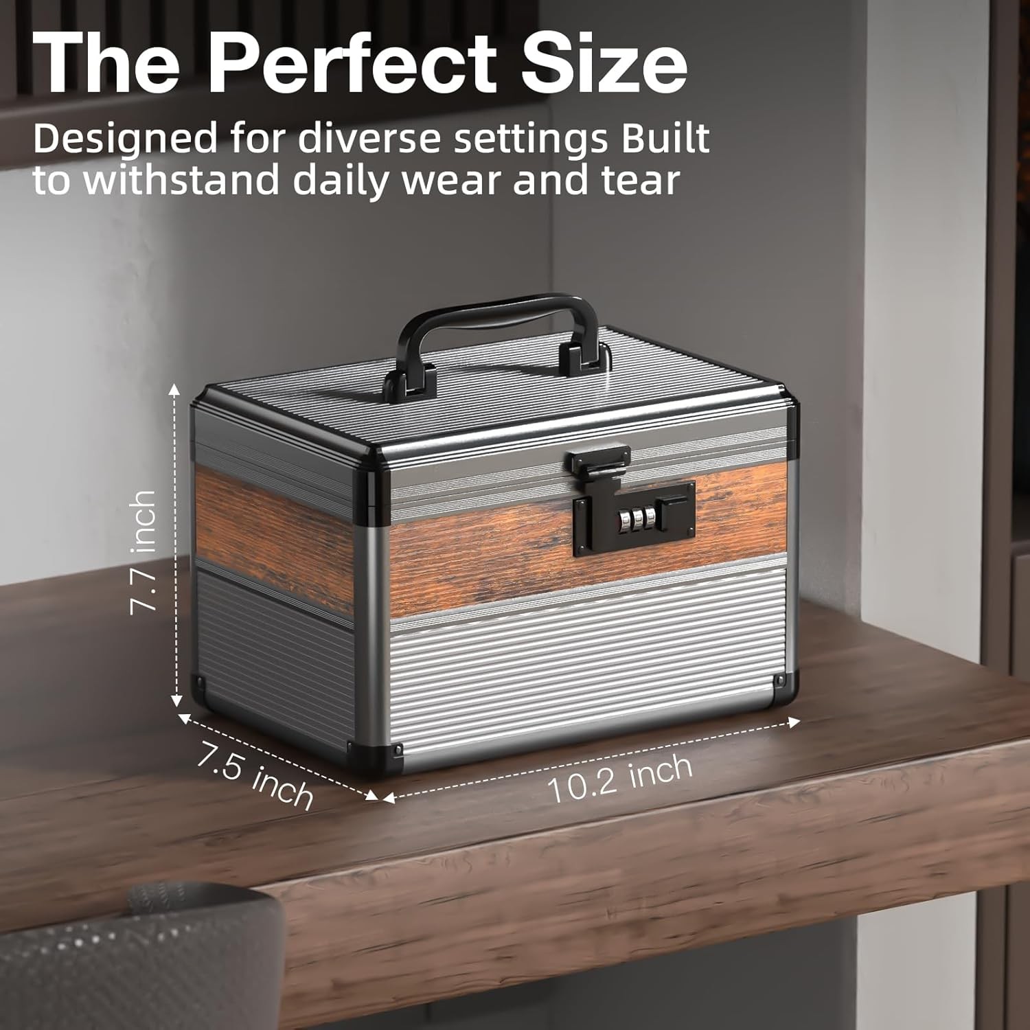 10" Security Lock Box with Code Medicine Lock Box Lockable Dorm Storage Trunk
