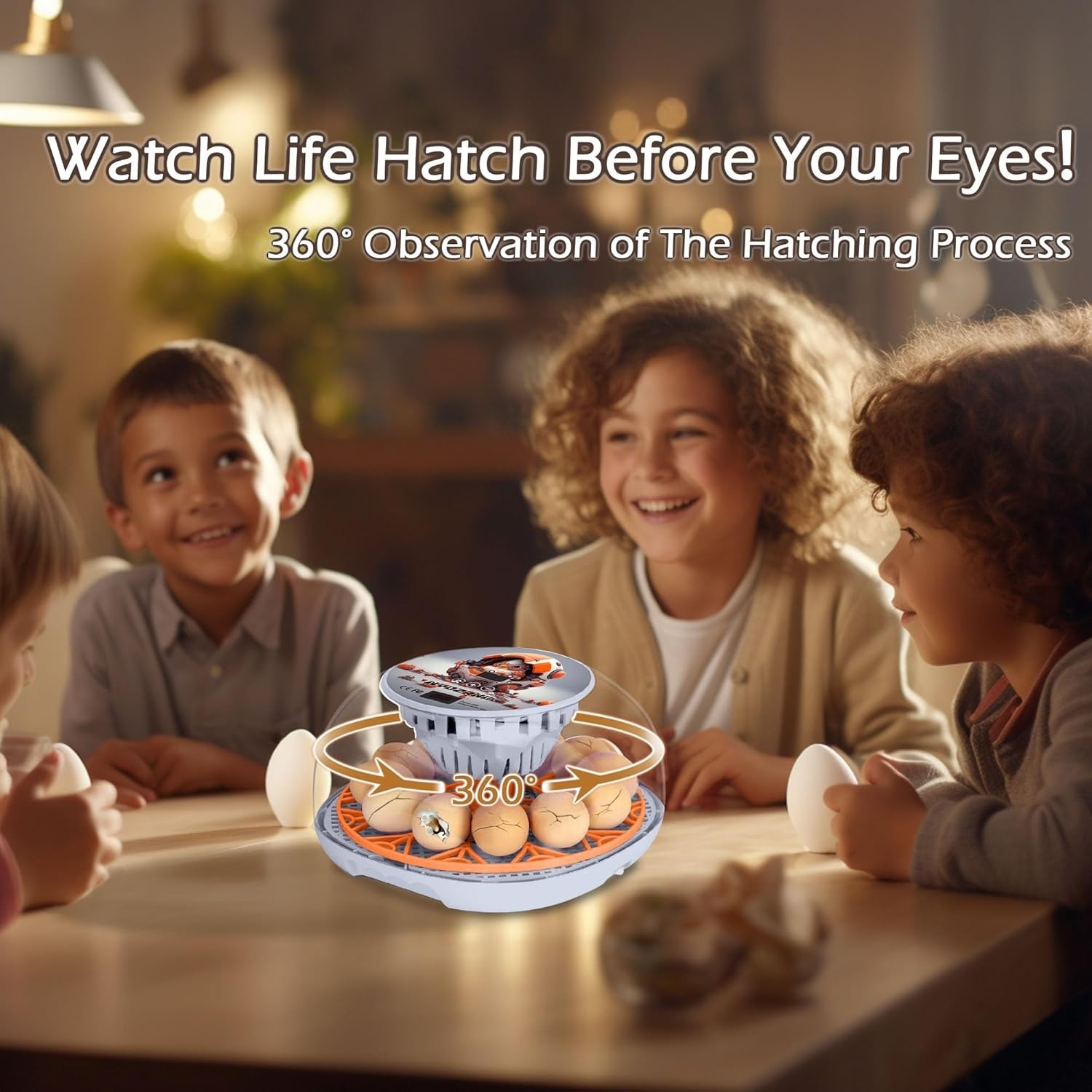 Compact 12-Egg Hatching Incubator with Humidity Control & 360° Transparent View