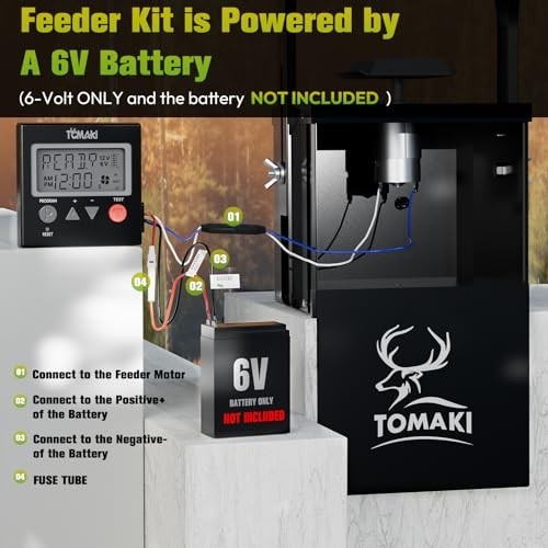6V Deer Feeder Kit with Motor, Timer and Mounting Bracket, Weatherproof