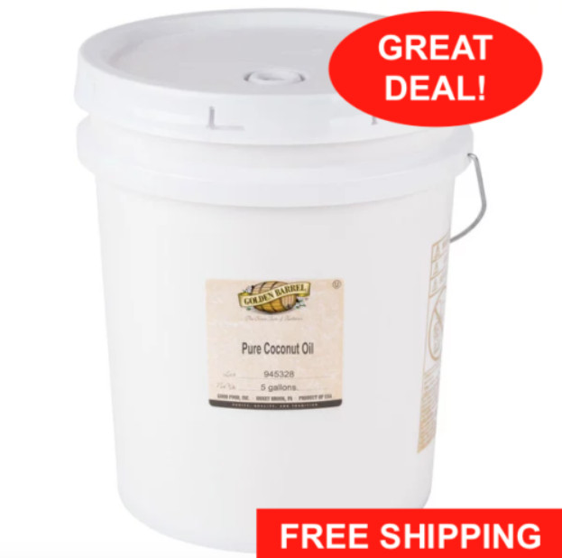 Golden Barrel Pure COCONUT OIL 5 Gallon Pail Commercial 38 lb. Bucket Bulk Fry