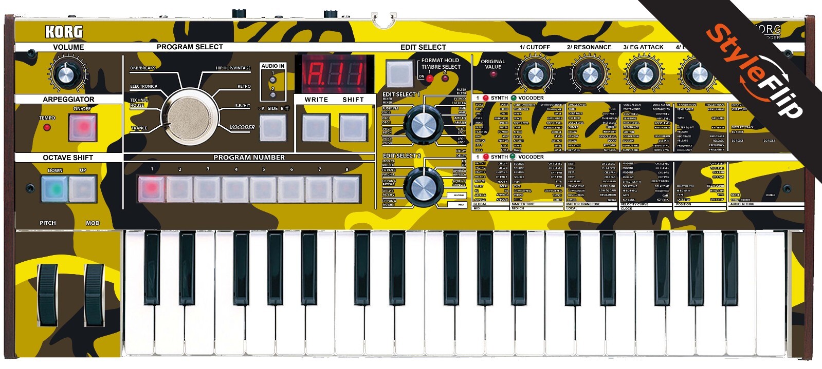 Korg microKorg | Yellow Camo | Protective Decal | StyleFlip Skins