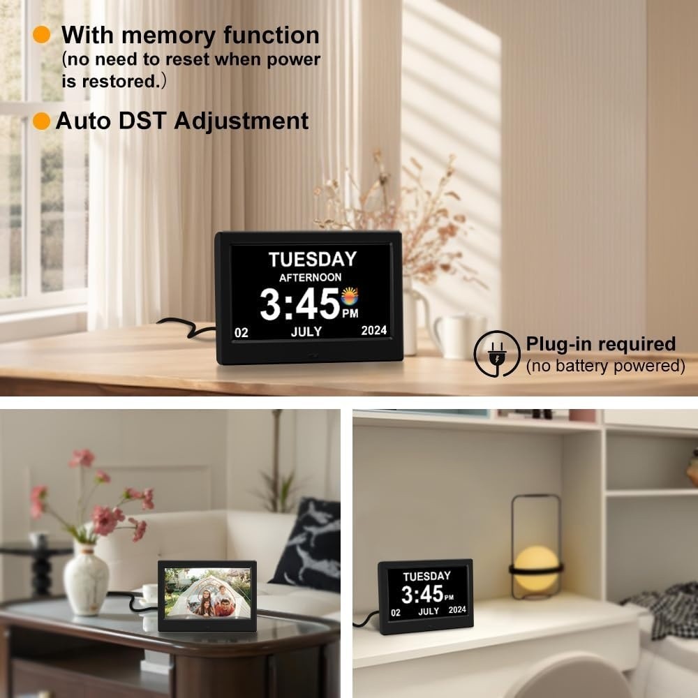 2026 Digital Clock Plug-in (No Battery), Power Outage Memory, DST Display Time