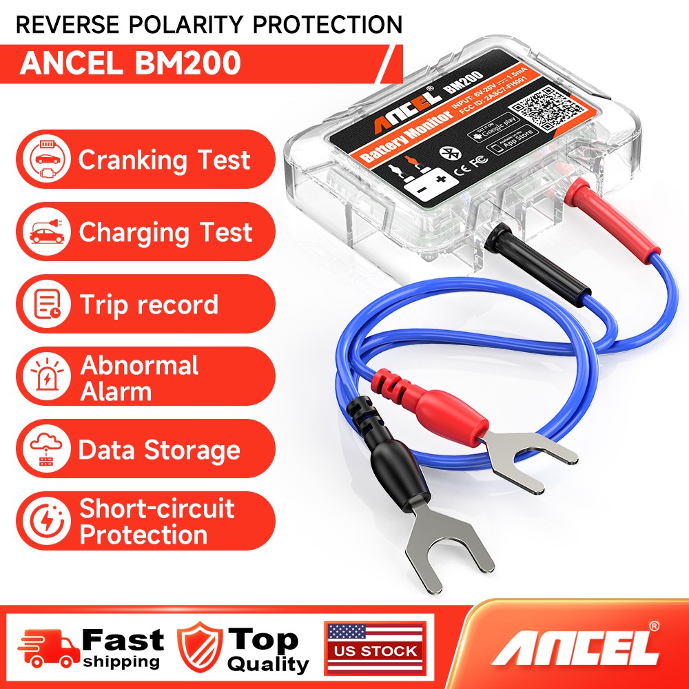 Ancel Car 12V Battery Tester Battery Health Monitor Cranking Charging Test Tool