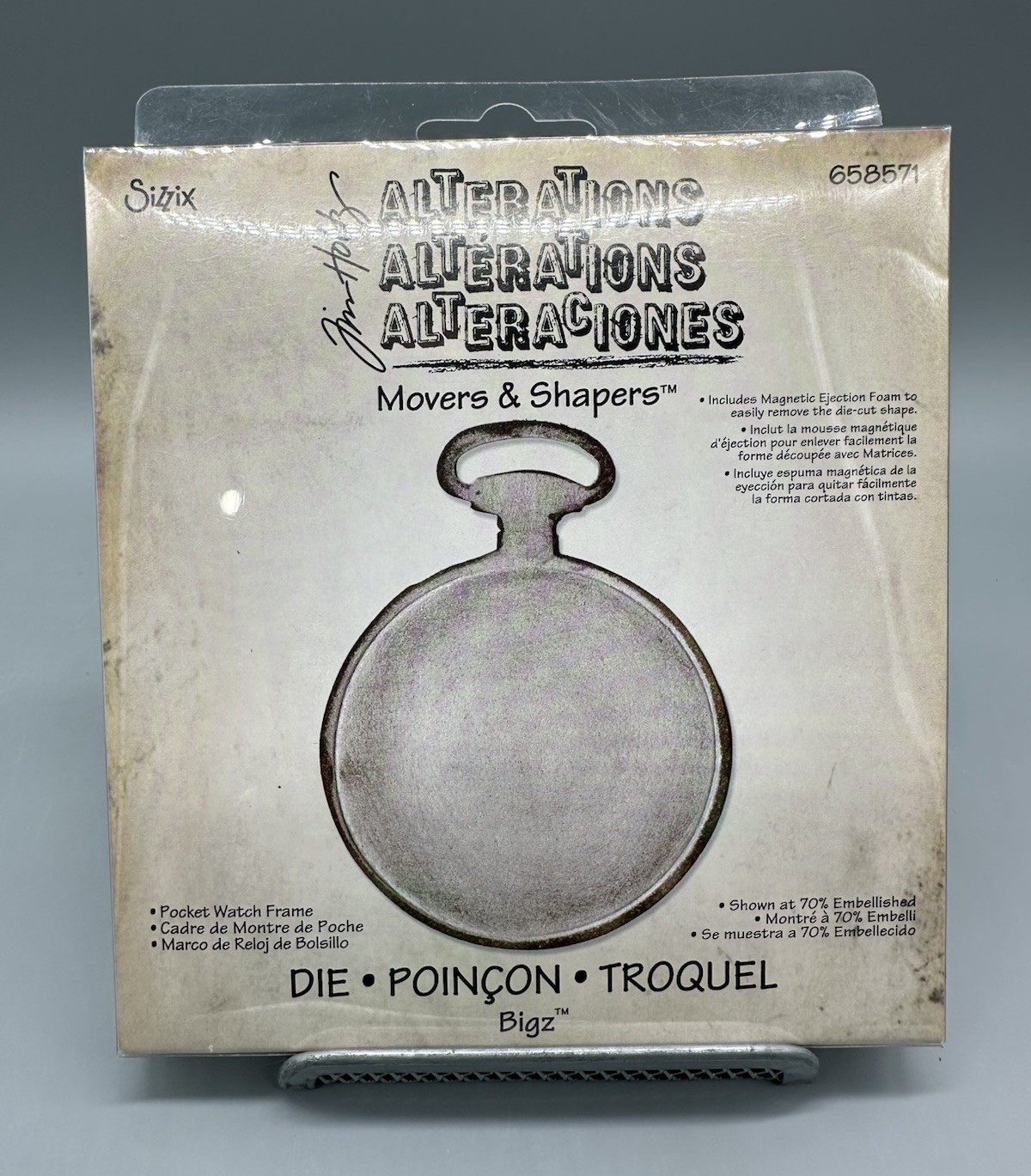 TIM HOLTZ Sizzix Alterations POCKET WATCH FRAME 658571 NEW! Retired!