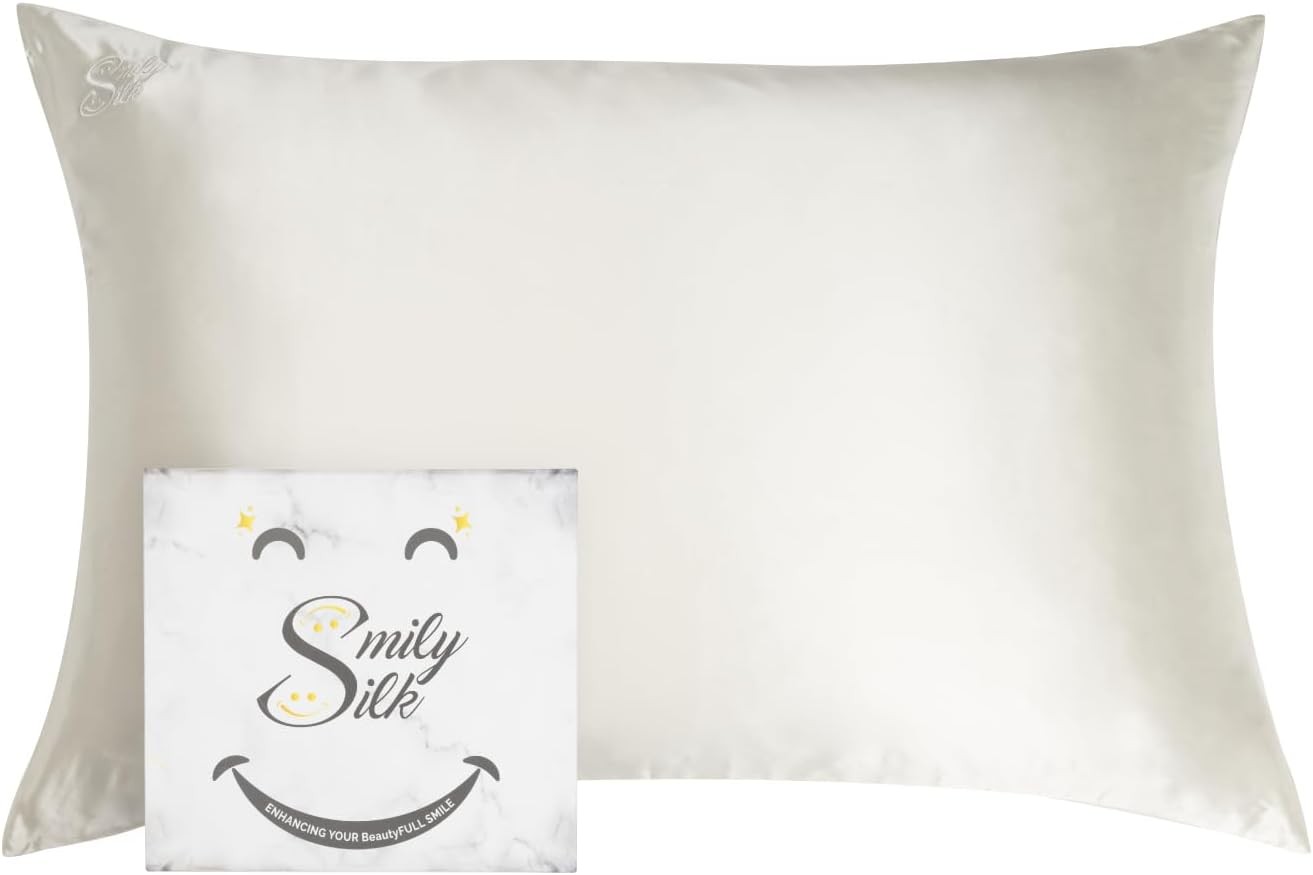 Smily Silk Pillowcase - 100% Pure Mulberry Silk 22Momme Highest Grade 6A -