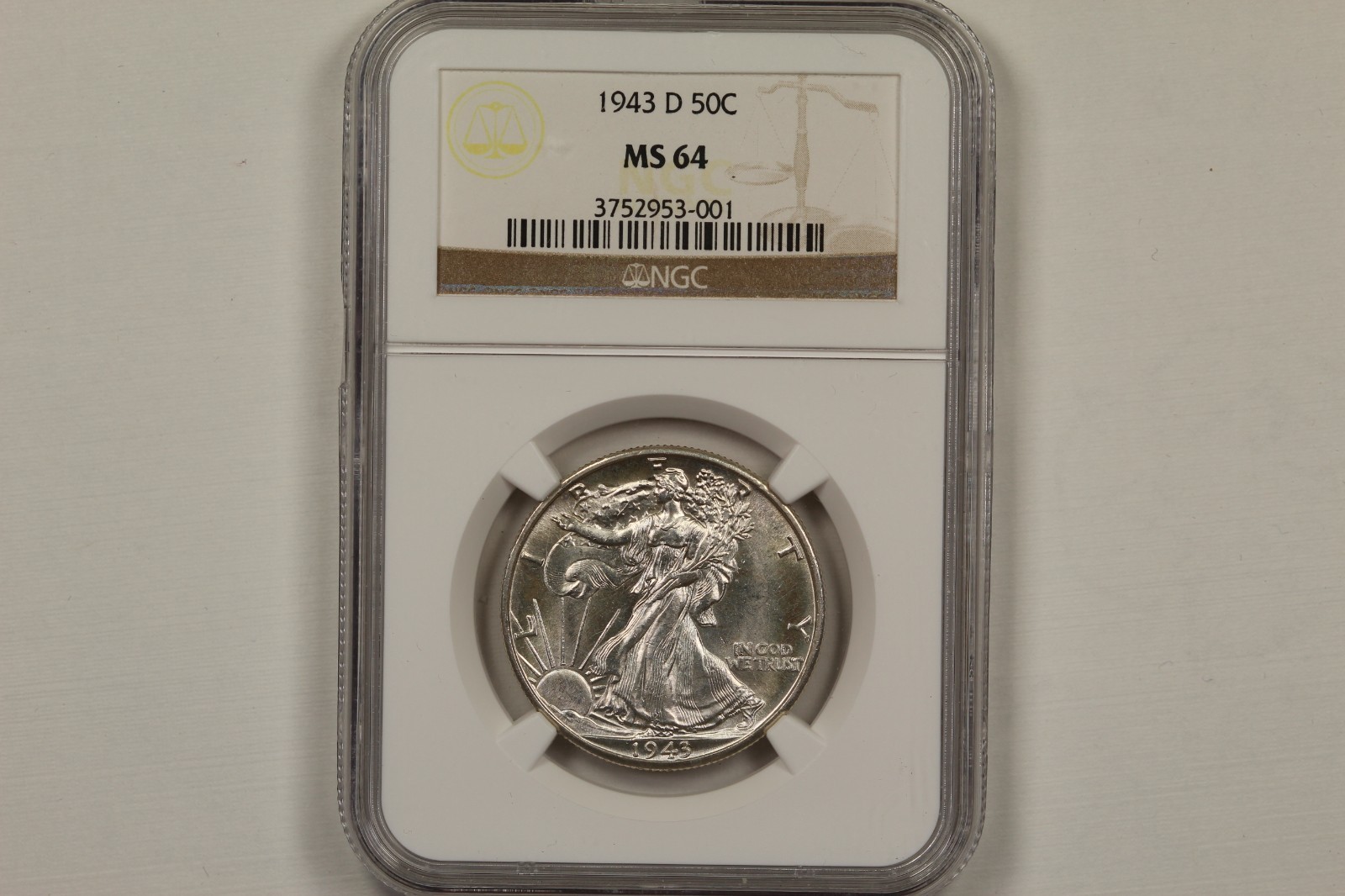 1943-D Walking Liberty Half Dollar NGC MS64