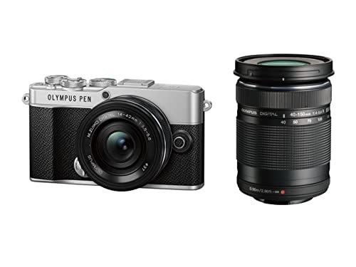 OLYMPUS PEN E-P7 Mirrorless SILVER Camera + 14-42mm EZ & 40-150mm R LensKit New